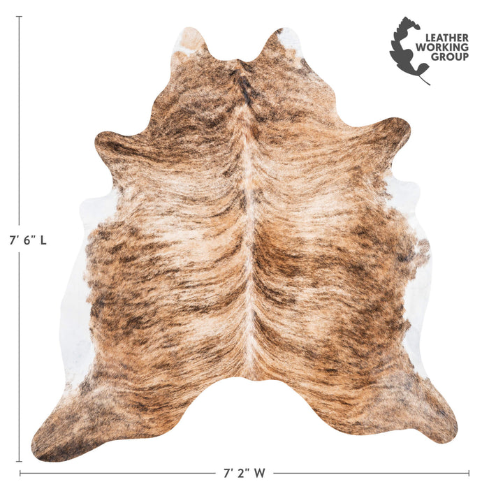 Brazilian Brindle White Belly Cowhide Rug Size 7'6" L x 7'2" W 1467