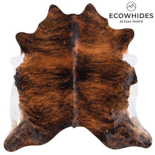 Brazilian Brindle White Belly Cowhide Rug Size 6'5" L x 6'5" W 1470