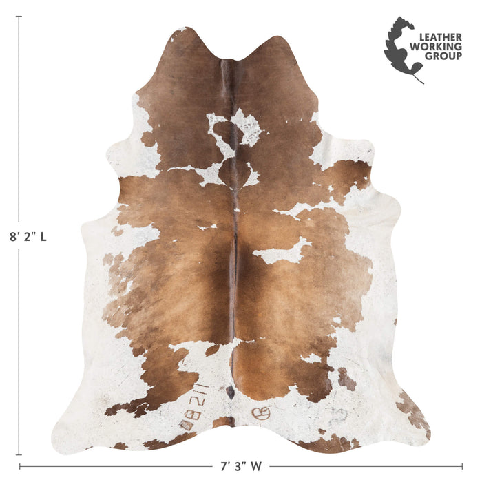 Brazilian Chocolate and White Cowhide Rug Size 8'2" L x 7'3" W 1472
