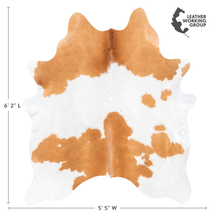 Brazilian Palomino and White Cowhide Rug Size 6'2" L x 5'5" W 1473
