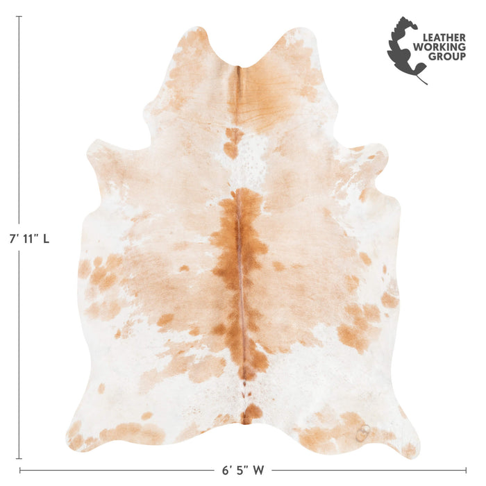 Brazilian Palomino and White Cowhide Rug Size 7'11" L x 6'5" W 1475
