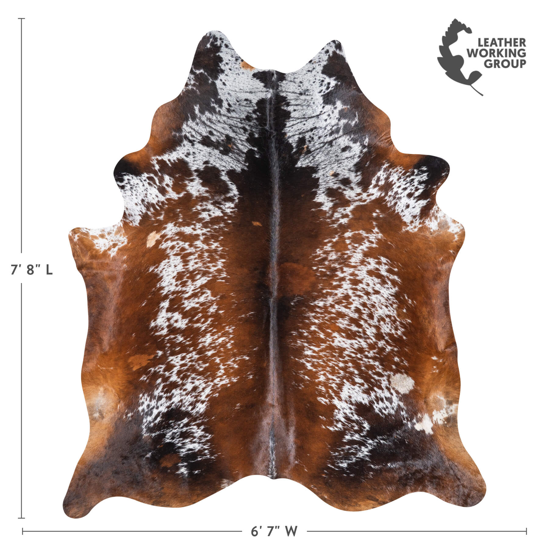 【美品】AKM SHRINK MAT OIL COW LEATHER Brazilian Chocolate and White Cowhide Rug Size 7'8