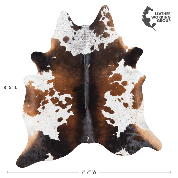 Brazilian Chocolate and White Cowhide Rug Size 8'5" L x 7'7" W 1479