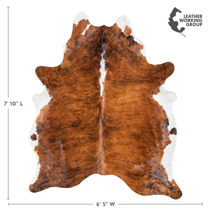 Brazilian Brindle White Belly and Backbone Cowhide Rug Size 7'10" L x 6'5" W 1481