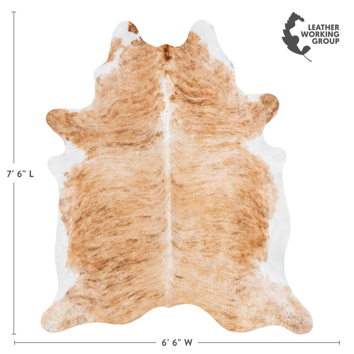 Brazilian Brindle White Belly and Backbone Cowhide Rug Size 7'6" L x 6'6" W 1482