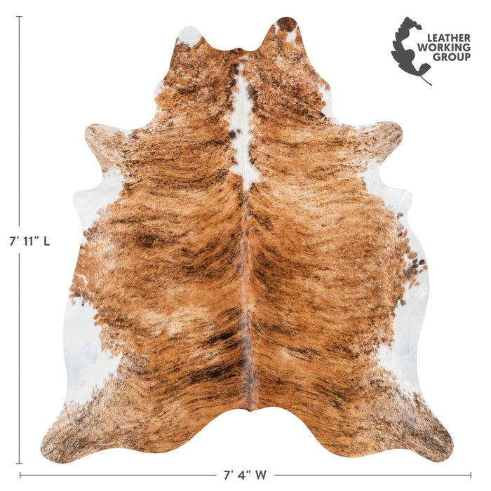 Brazilian Brindle White Belly and Backbone Cowhide Rug Size 7'11" L x 7'4" W 1484