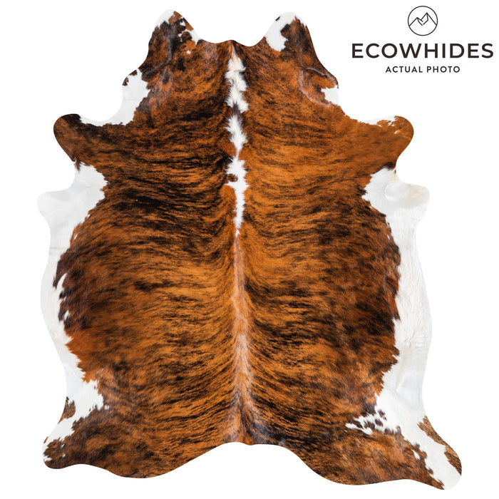 Brazilian Brindle White Belly and Backbone Cowhide Rug Size 7'1" L x 6'0" W 1487