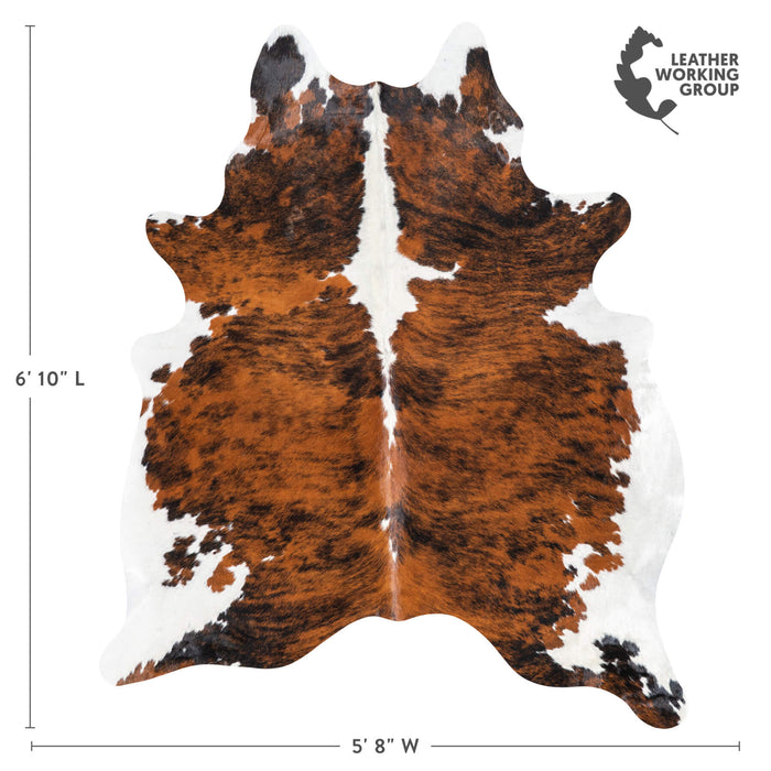 Brazilian Brindle White Belly and Backbone Cowhide Rug Size 6'10" L x 5'8" W 1490