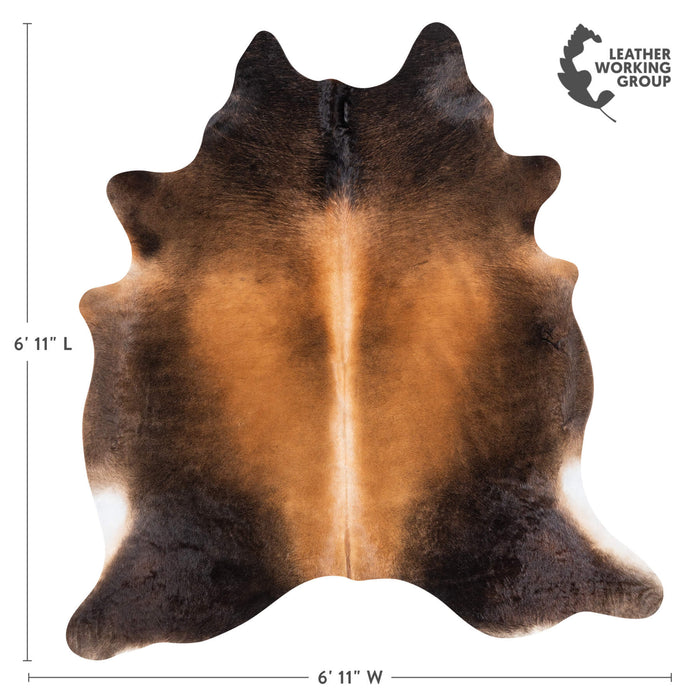 Brazilian Mahogany Cowhide Rug Size 6'11" L x 6'6" W 1492