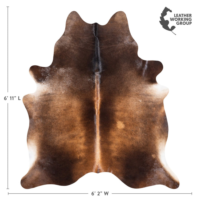 Brazilian Mahogany Cowhide Rug Size 6'11" L x 6'2" W 1502