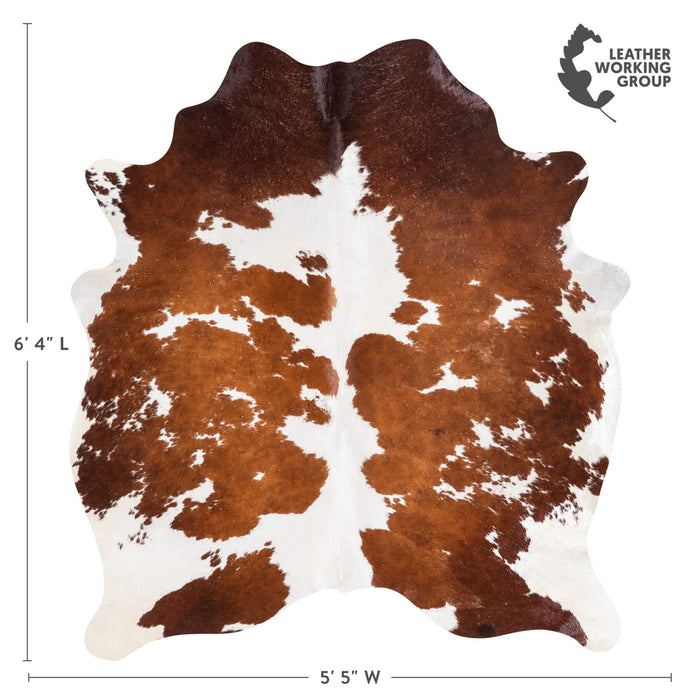 Brazilian Chocolate and White Cowhide Rug Size 6'4" L x 5'5" W 1503