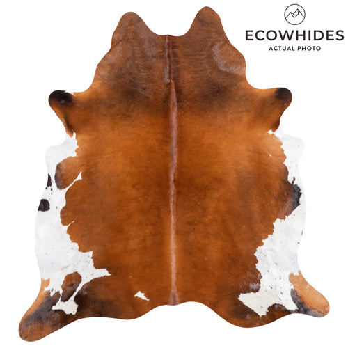 Brazilian Chocolate and White Cowhide Rug Size 7'1" L x 6'7" W 1508