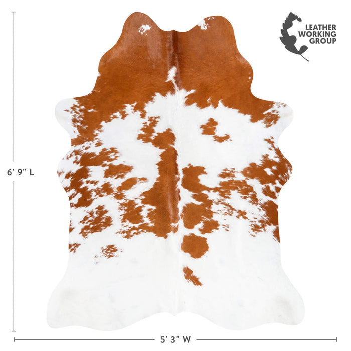 Brazilian Brown and White Cowhide Rug Size 6'9" L x 5'3" W 1517