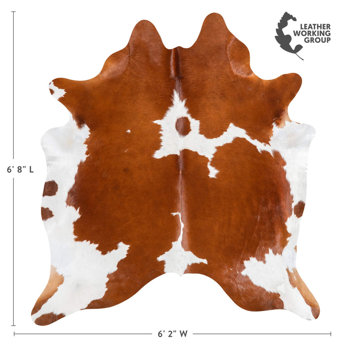 Brazilian Brown and White Cowhide Rug Size 6'8" L x 6'2" W 1518