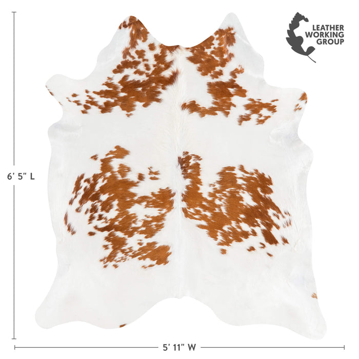 Brazilian Brown and White Cowhide Rug Size 6'5" L x 5'11" W 1521
