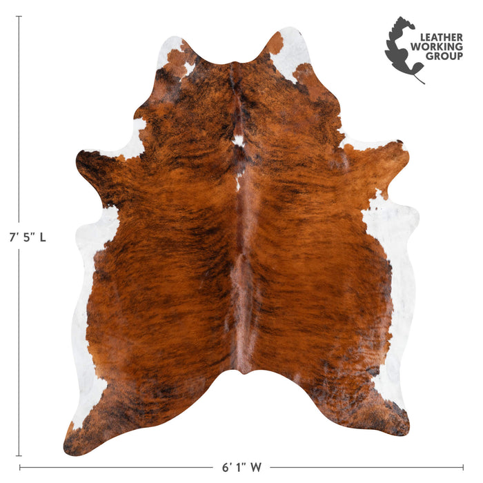 Brazilian Brindle White Belly Cowhide Rug Size 7'5" L x 6'1" W 1524
