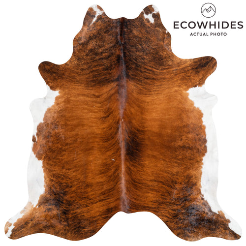 Brazilian Brindle White Belly Cowhide Rug Size 7'6" L x 7'2" W 1525