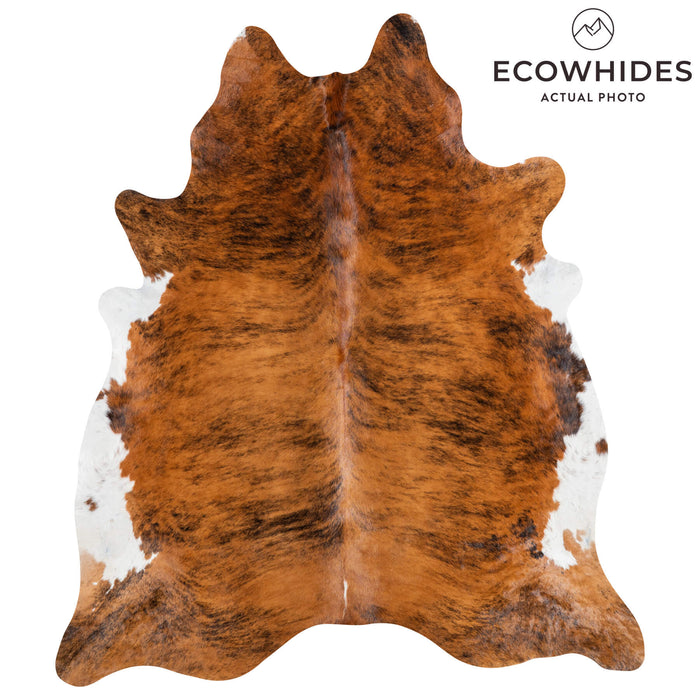 Brazilian Brindle White Belly Cowhide Rug Size 7'9" L x 6'10" W 1526