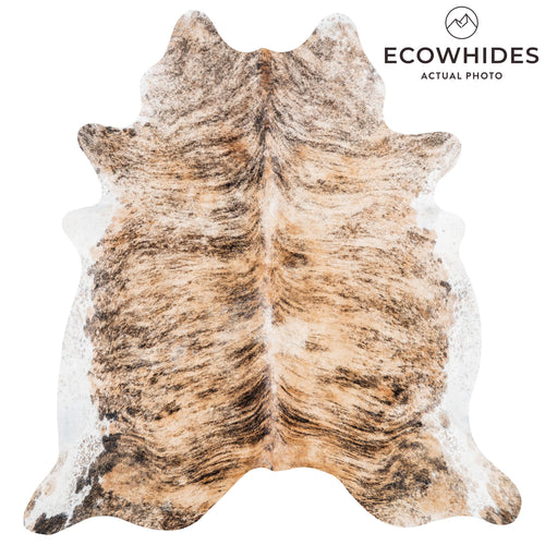 Brazilian Brindle White Belly Cowhide Rug Size 7'3" L x 6'11" W 1531