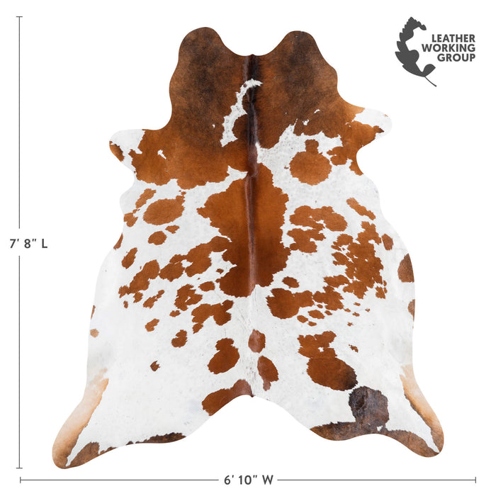 Brazilian Chocolate and White Cowhide Rug Size 7'8" L x 6'10" W 1532