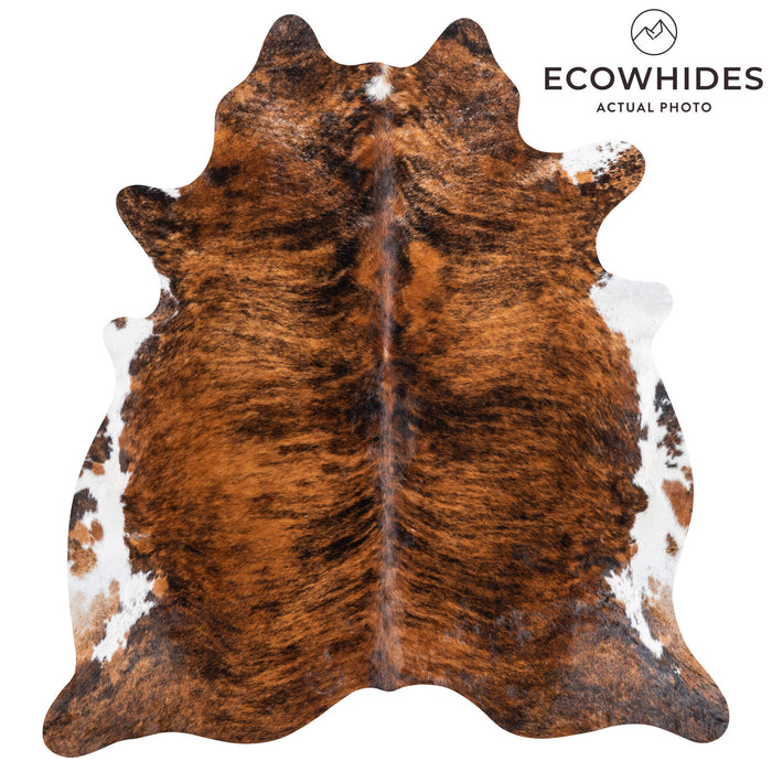 Brazilian Brindle White Belly Cowhide Rug Size 7'1" L x 6'6" W 1533