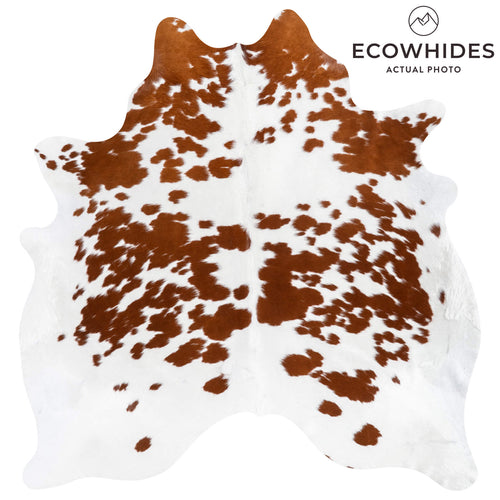 Brazilian  Brown and White Cowhide Rug Size 6'10" L x 6'4" W 1538