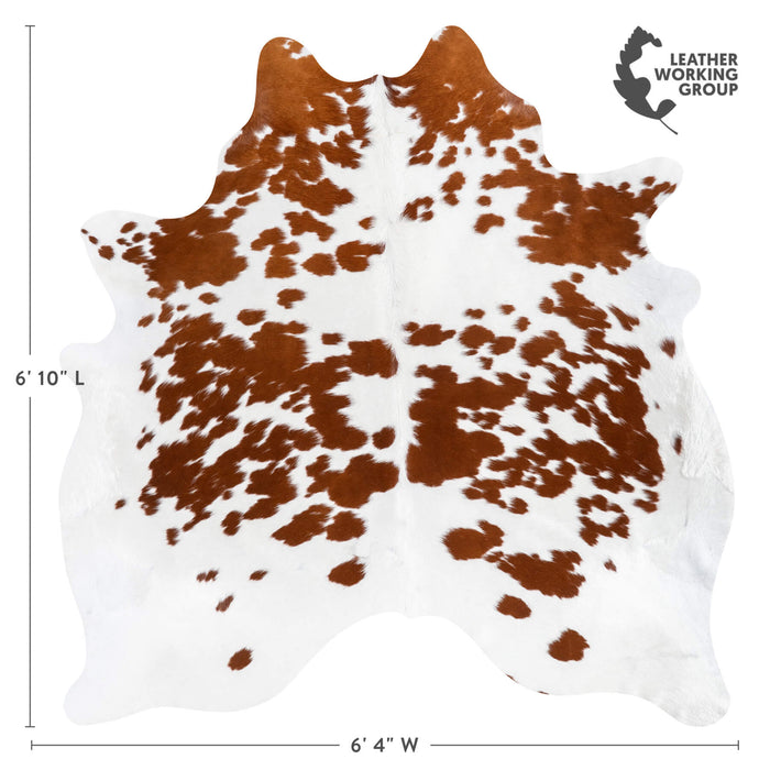 Brazilian Brown and White Cowhide Rug Size 6'10" L x 6'4" W 1538