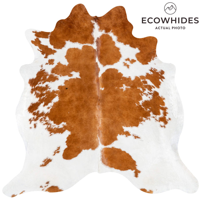Brazilian Brown and White Cowhide Rug Size 6'11" L x 6'10" W 1539