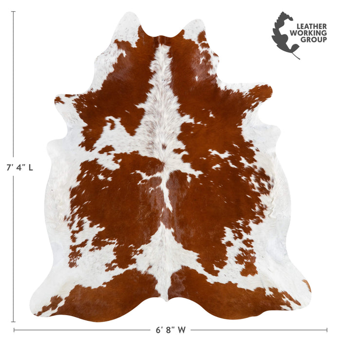 Brazilian Brown and White Cowhide Rug Size 7'4" L x 6'8" W 1541