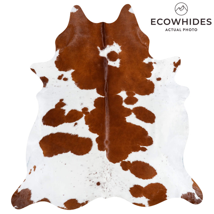Brazilian Brown and White Cowhide Rug Size 7'9" L x 7'2" W 1542