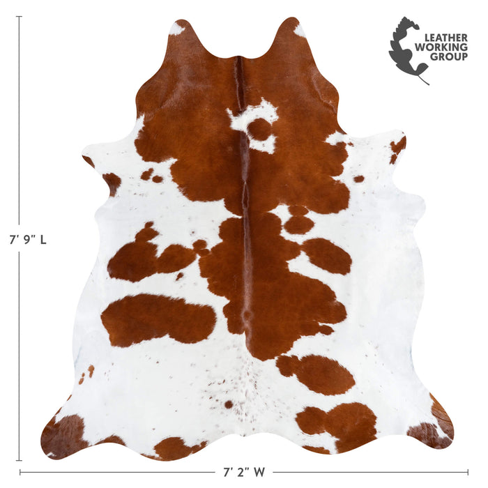Brazilian Brown and White Cowhide Rug Size 7'9" L x 7'2" W 1542