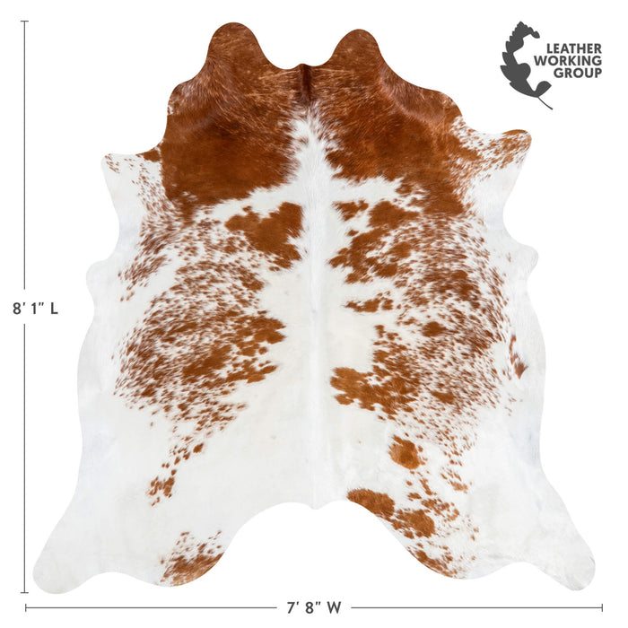 Brazilian Brown and White Cowhide Rug Size 8'1" L x 7'8" W 1543