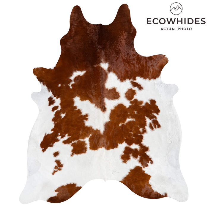 Brazilian Brown and White Cowhide Rug Size 8'1" L x 6'9" W 1544