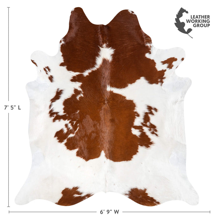 Brazilian Brown and White Cowhide Rug Size 7'5" L x 6'9" W 1545