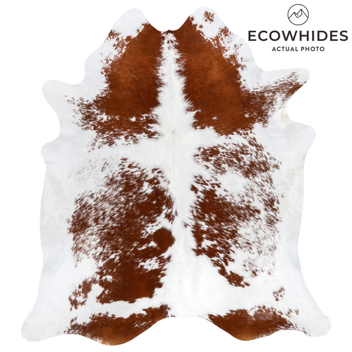 Brazilian Brown and White Cowhide Rug Size 7'5" L x 6'10" W 1547