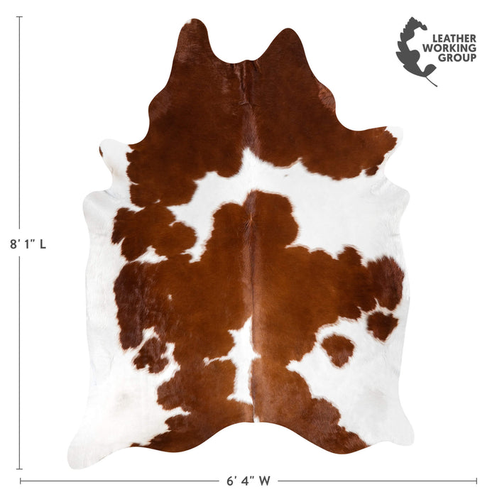 Brazilian Brown and White Cowhide Rug Size 8'1" L x 6'4" W 1548