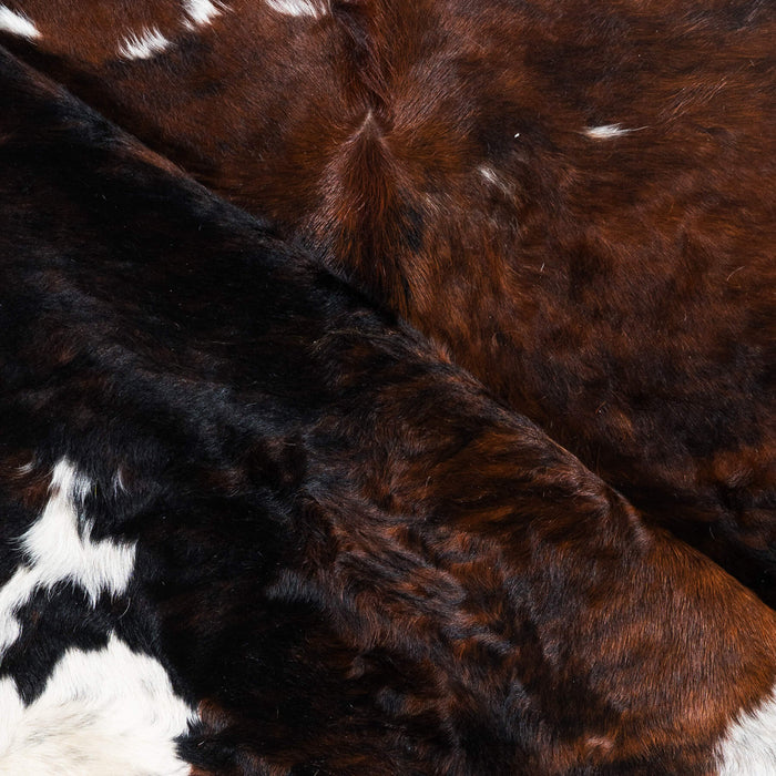 Dark Tricolor Cowhide Rug Size 7'9" L x 6'9" W 1702