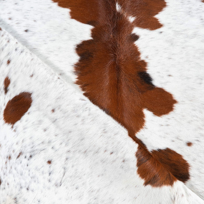 White Tricolor Cowhide Rug Size 7'4" L x 7'1" W 1703