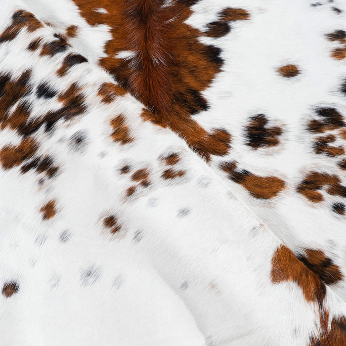 White Tricolor Cowhide Rug Size 7'2" L x 6'10" W 1706