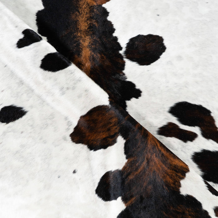 White Tricolor Cowhide Rug Size 6'10" L x 5'10" W 1734