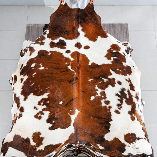 Tricolor Cowhide Rug Size 7'3" L x 6'11" W 1748
