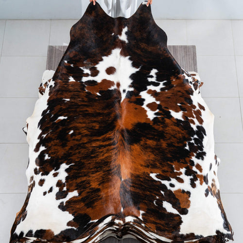Tricolor Cowhide Rug Size 8'2" L x 7'6" W 1752