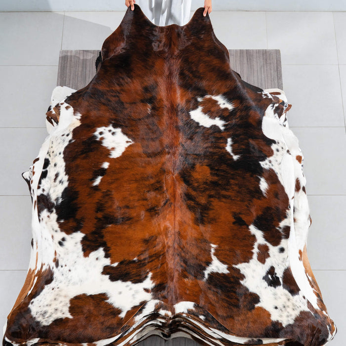 Tricolor Cowhide Rug Size 7'7" L x 6'7" W 1755