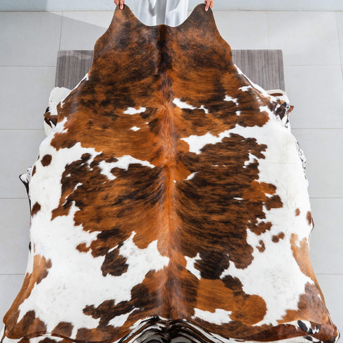 Tricolor Cowhide Rug Size 7'1" L x 6'9" W 1758
