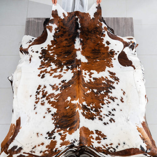 Tricolor Cowhide Rug Size 6'8" L x 6'0" W 1759