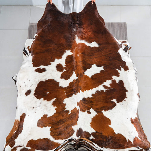Tricolor Cowhide Rug Size 7'2" L x 6'6" W 1760