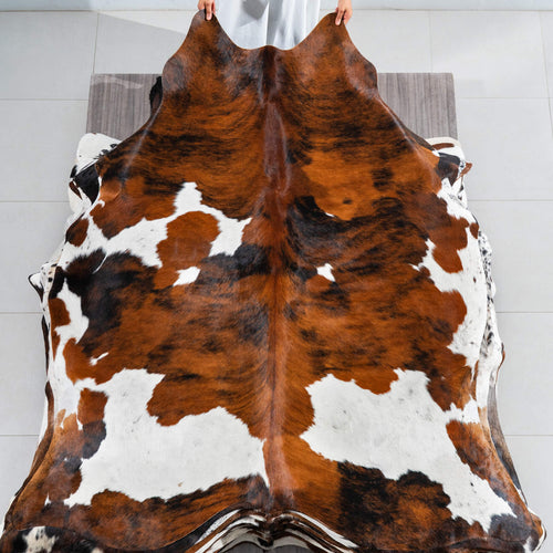 Tricolor Cowhide Rug Size 7'1" L x 6'6" W 1767