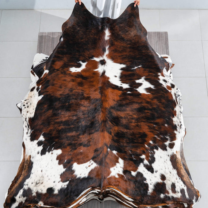 Tricolor Cowhide Rug Size 7'10" L x 6'10" W 1768
