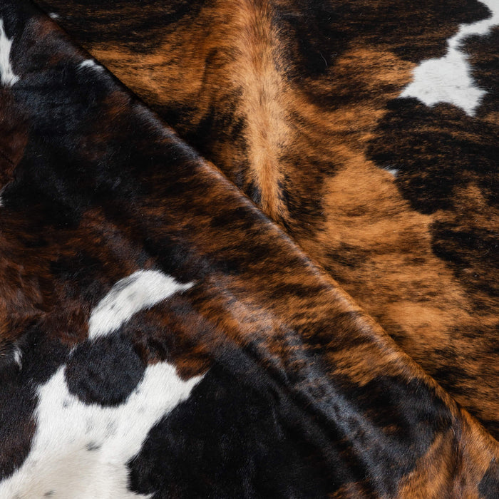 Dark Tricolor Cowhide Rug Size 6'11" L x 6'10" W 1770