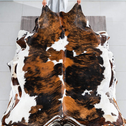 Tricolor Cowhide Rug Size 6'11" L x 6'1" W 1772